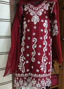 Premium rayon cutwork chikankari suit