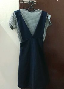 Striped Sleeve Navy Jumper Dress