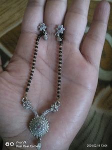 Elegant Silver & Black Mangalsutra Set