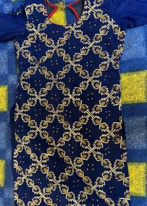 Red Blue Gota Patti kurta-Patiala set