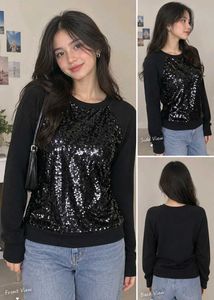 Sparkly Sequin Black Long Sleeve Top