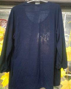 Mustered And Navy Blue Jacket Top