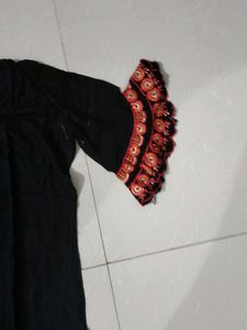 Black And Flowers Orange Kurti