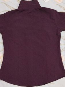 Women's wine Button-Up Shirt