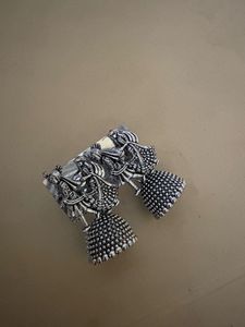 2 Combo Exquisite Oxidized Silver Jhumkas with Dan