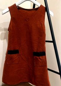 Brown Sleeveless Mini Dress