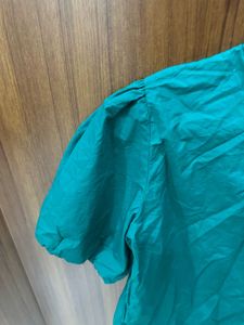 Green Blouse with Puffed Sleeves