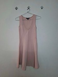 Pale Pink Textured A-Line Dress