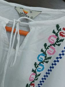 Embroidered White Top