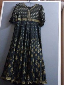 Aayasa Black Kurta with Gold Print &amp; Sequins