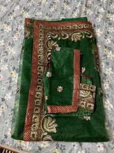 Elegant Green saree fully light weight