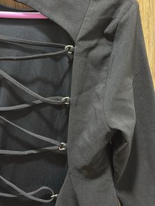 Black Lace-Up Back Mini Dress