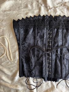 Lace Trimmed Brocade Corset Top