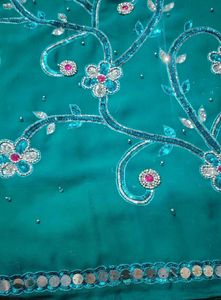 Exquisite Teal Saree with Sequins