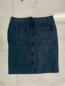 Button-Front Utility Skirt