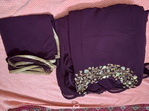 Elegant Purple Embroidered Gown