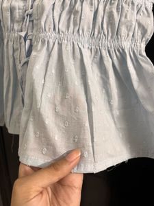 Cute Baby Blue Puff Sleeve Top