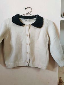 Collared Cardigan - Ivory &amp; Black