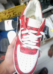 Custom Red LV Print Nike Air Force 1