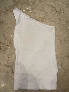 White One Shoulder Tank Top