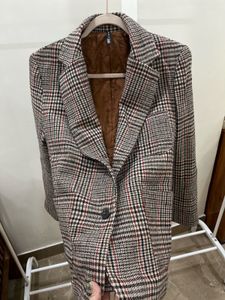 BROWN PLAID SINGLE BREASTED BLAZER