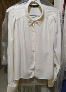 Cream Collared Long Sleeve Shirt