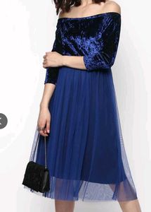 Velvet Off-Shoulder Tulle Dress