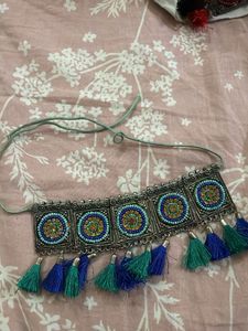 Boho Beaded Tassel Choker Necklace