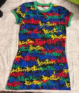 Benetton Graffiti Print T-Shirt Dress