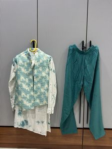 Stylish Ethnic jacket ,White Kurta & pajama Set