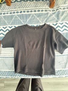 Uniqlo Black Waffle Knit Top