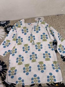 Blue Floral Print Cotton Tunic