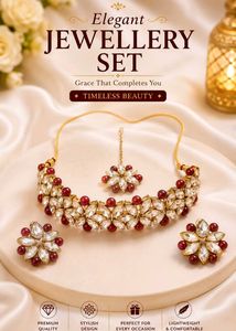 Elegant Red & White Kundan Jewellery Set