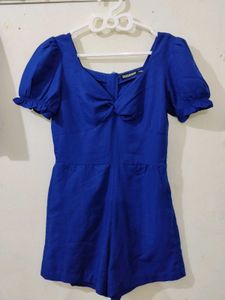 Royal Blue Puff Sleeve Jumpsuit