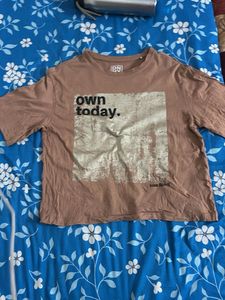 Brown crop oversize t shirt