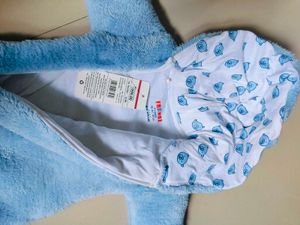 Blue Bear Fleece zip front hooded romper