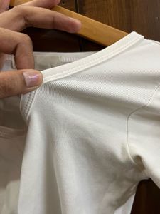 White Cropped Square Neck Top
