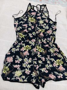 Floral Print Romper with sexy back