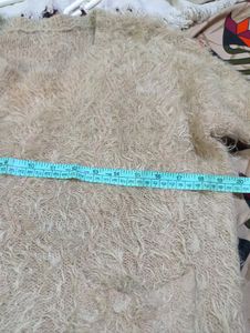 Cozy Chic Furry Beige Winter Top with Pockets