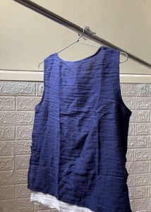 Blue Sleeveless Kurta Top