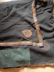 Embellished Grey Georgette Saree