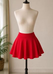 Vibrant Red Flared Skirt