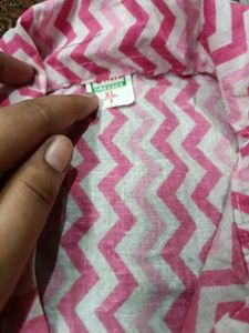 Pink Floral &amp; Zigzag Print Kurta