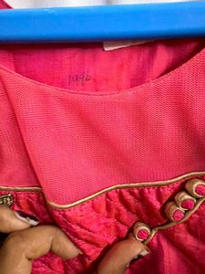 Pink & Orange Embroidered Ethnic Gown