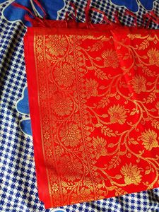 Elegant Red Banarasi Silk Dupatta