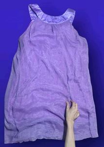 💜 Elegant Purple Shimmer Sleeveless Nighty | Soft