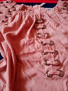 Pink Bell Sleeve Corset Top