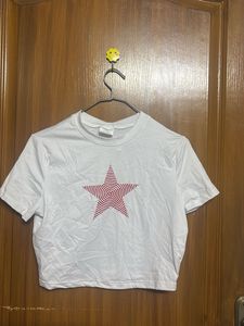 Cream Star Print Cropped T-Shirt