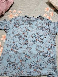 Light Blue Floral Print Top