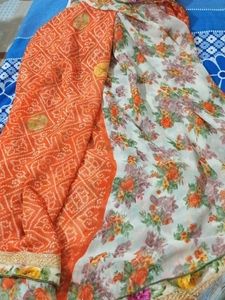 Vibrant Orange Bandhani Saree